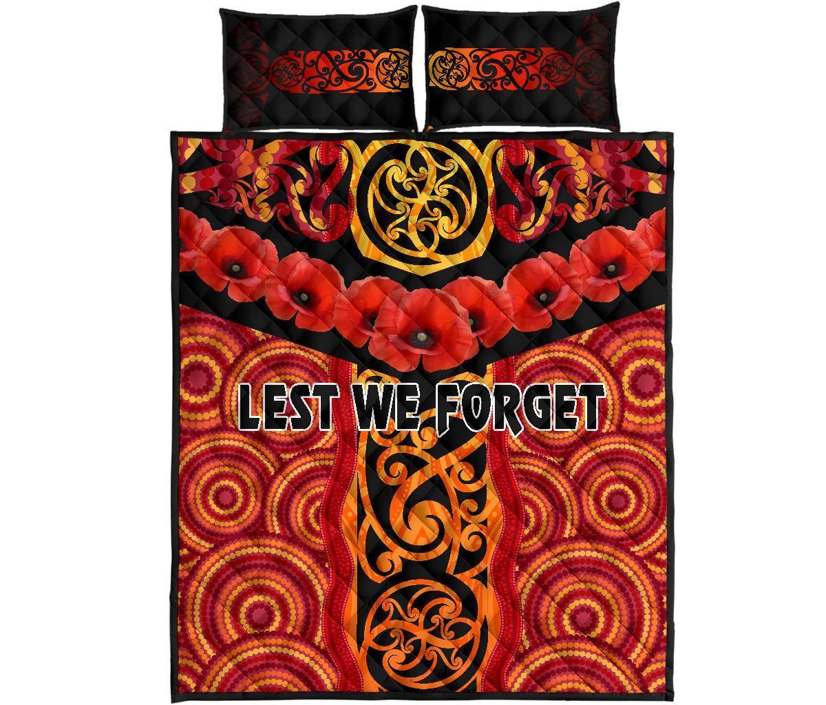 anzac-lest-we-forget-poppy-quilt-bed-set-new-zealand-maori-silver-fern-australia-aboriginal