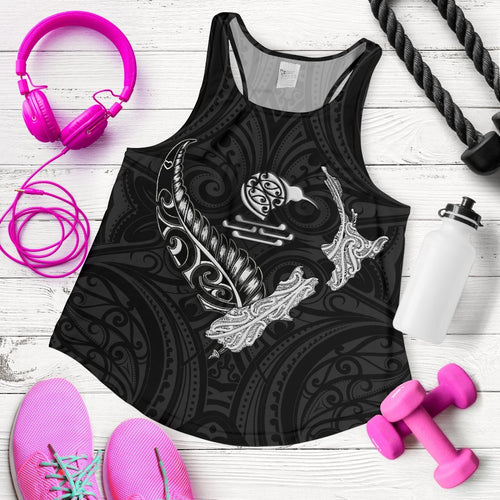 New Zealand Heart Women'S Racerback Tank - Map Kiwi Mix Silver Fern White - Vibe Hoodie