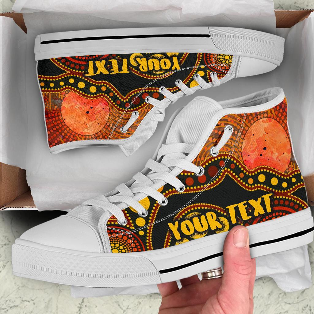 custom-text-aboriginal-high-top-shoes-australia-indigenous-flag-circle-dot-painting-art-golden