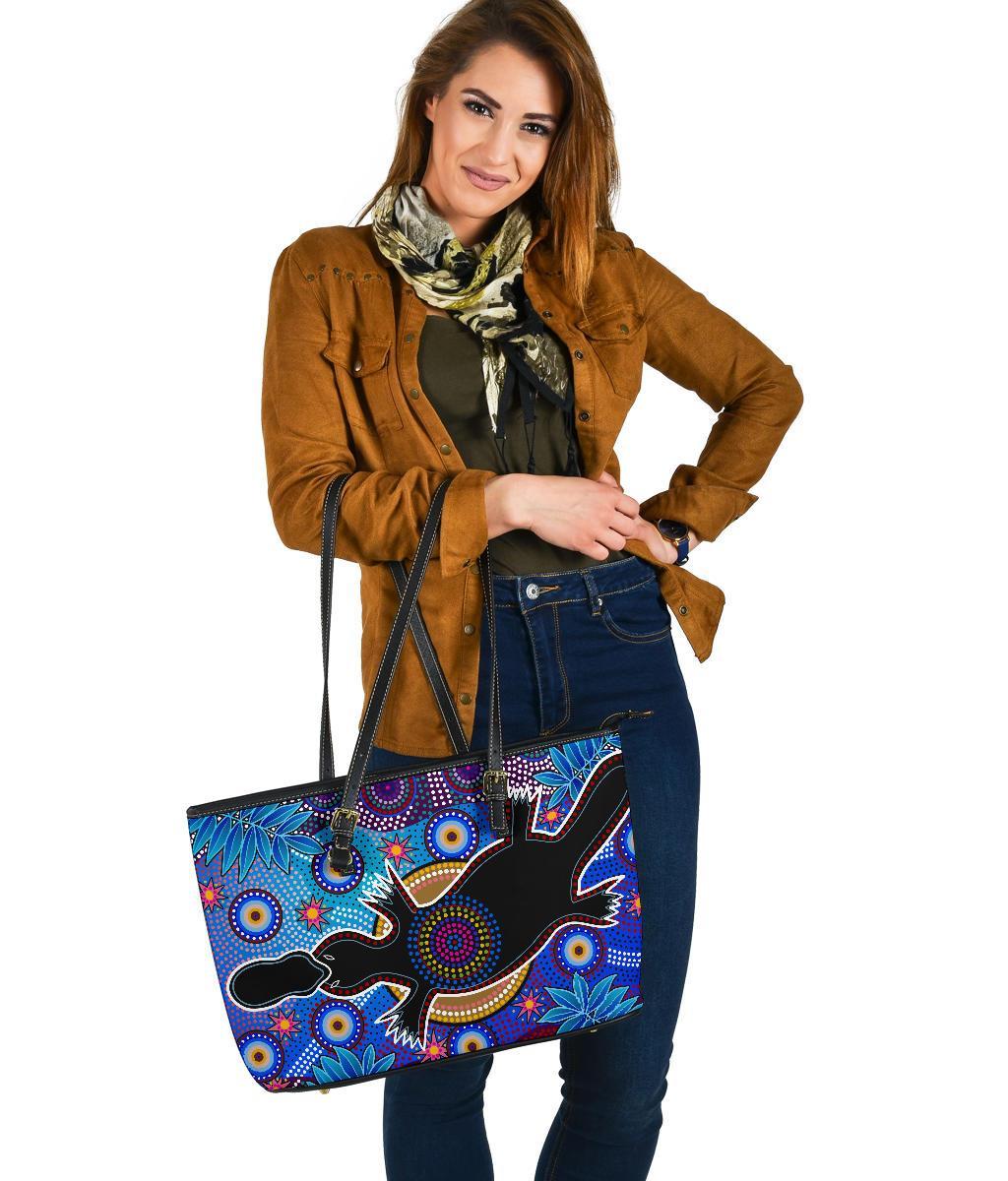 aboriginal-leather-tote-bag-indigenous-platypus