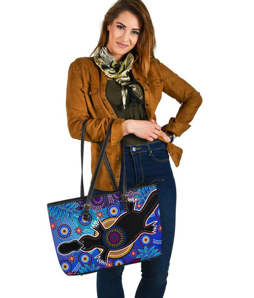 aboriginal-leather-tote-bag-indigenous-platypus