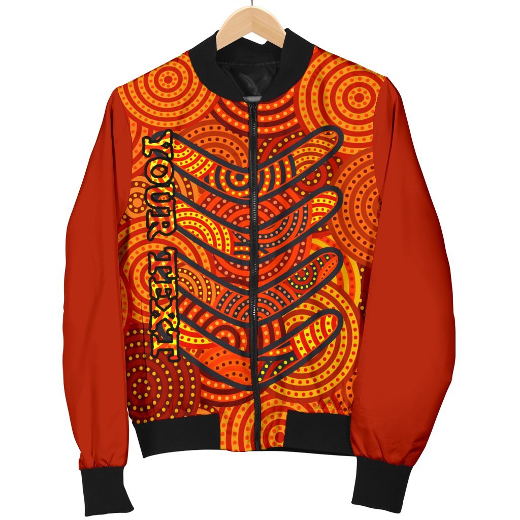 aboriginal-personalised-womens-bomber-jacket-aboriginal-boomerangs-and-dot-circle