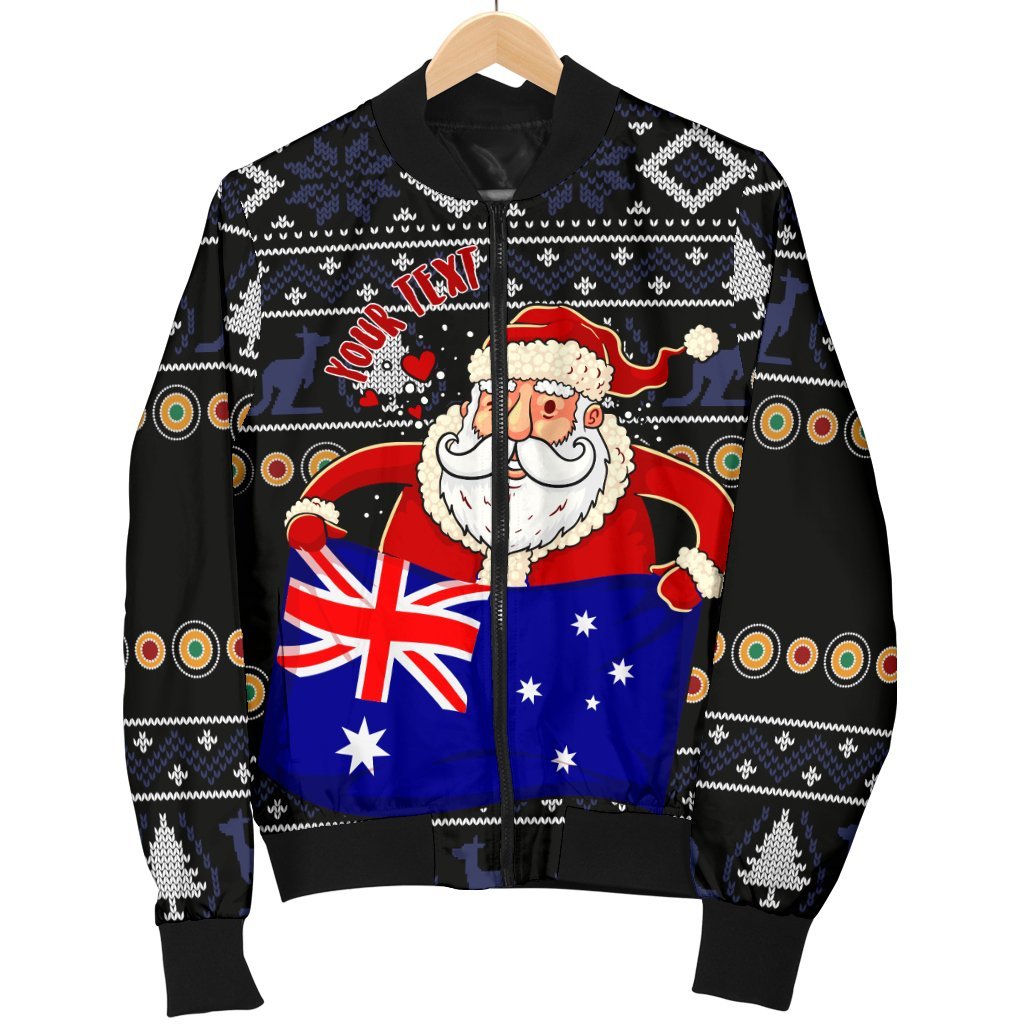 christmas-personalised-mens-bomber-jacket-australia-santa-claus-hold-the-flag-black