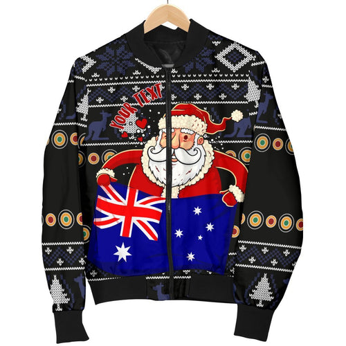christmas-personalised-mens-bomber-jacket-australia-santa-claus-hold-the-flag-black
