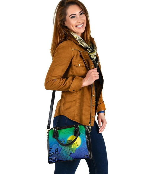 Aboriginal Shoulder Handbag - Indigenous Frog (Blue) - Vibe Hoodie