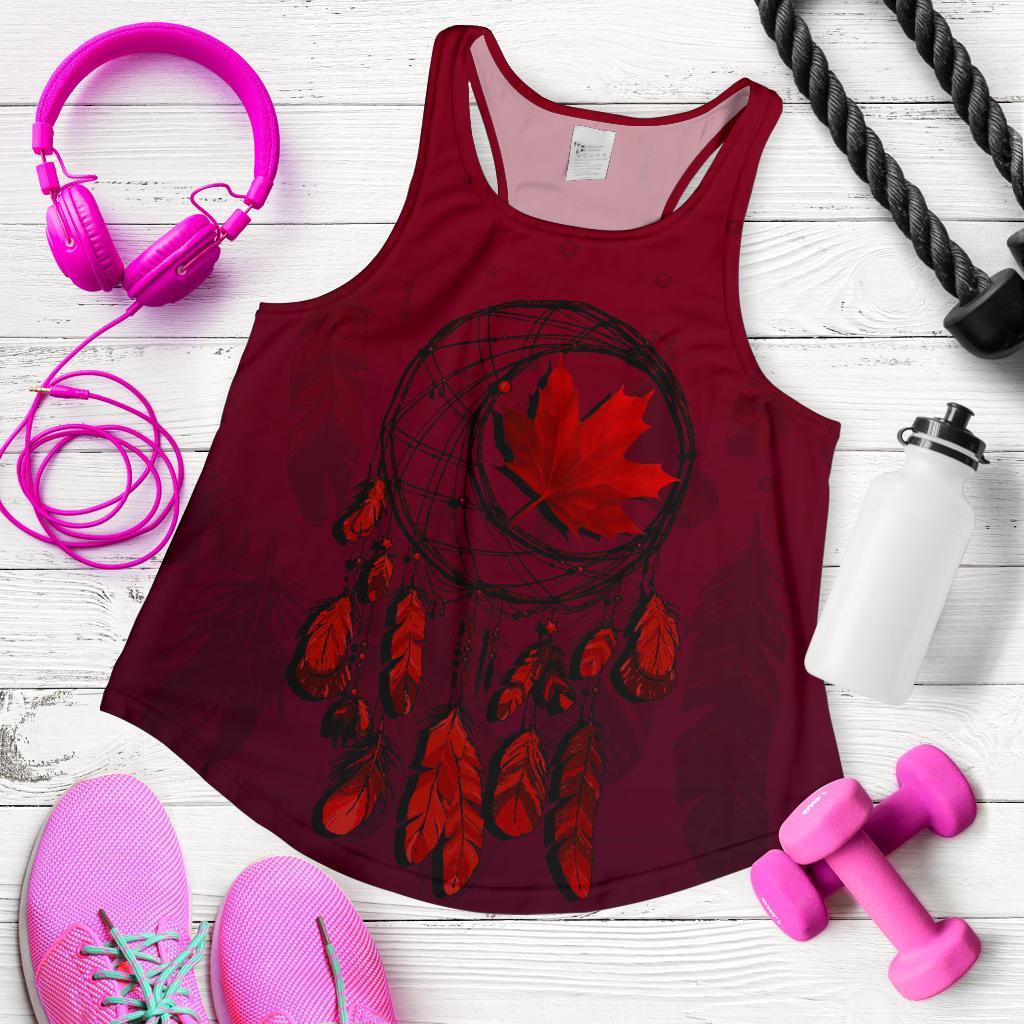 Canada Maple Leaf Dreamcatcher Women'S Racerback Tank - Vibe Hoodie