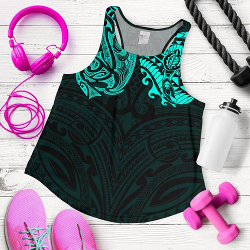 New Zealand Women'S Racerback Tank , Maori Polynesian Tattoo Turquoise - Vibe Hoodie