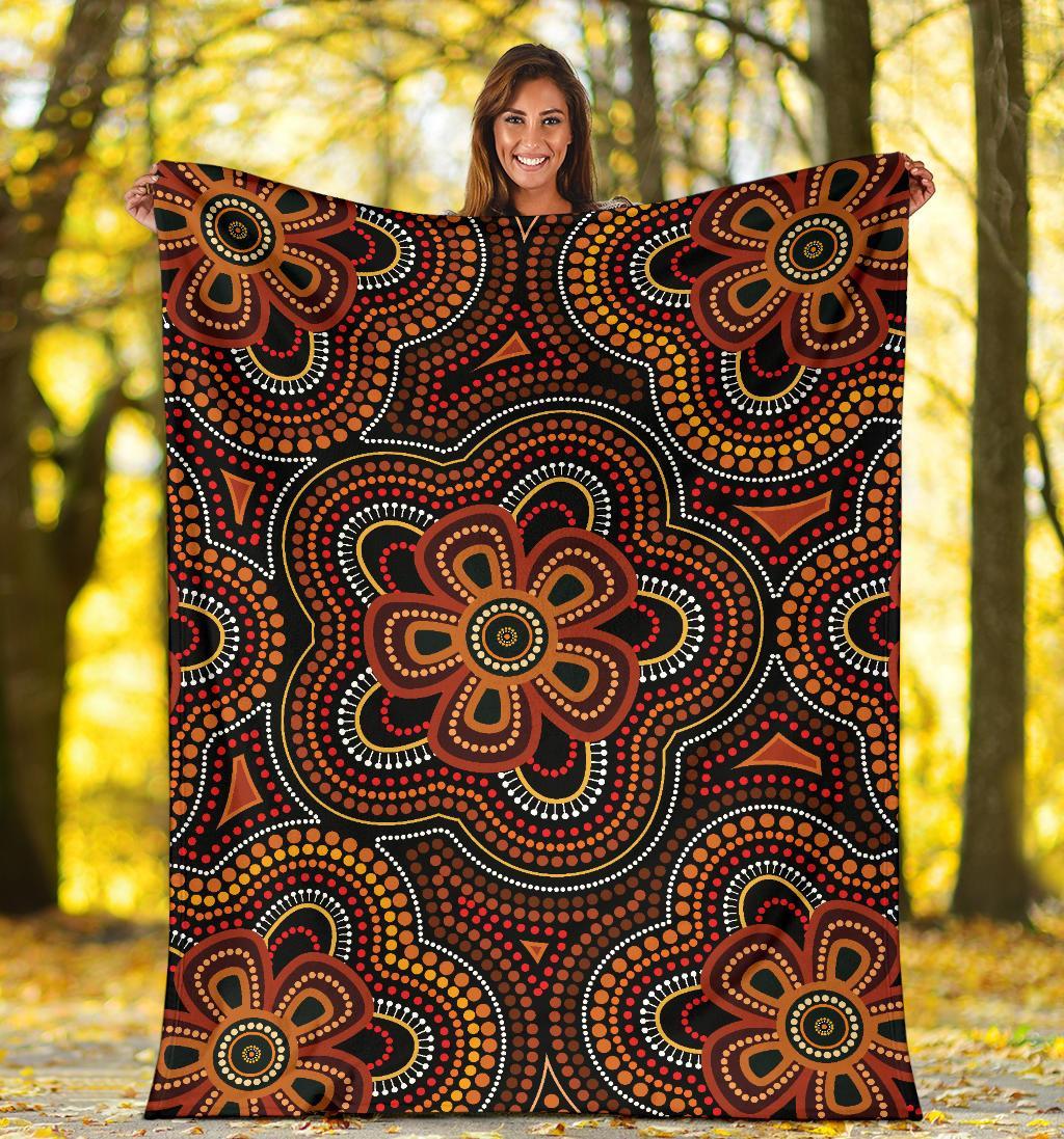 aboriginal-premium-blanket-aboriginal-dot-painting-flowers-style-ver02