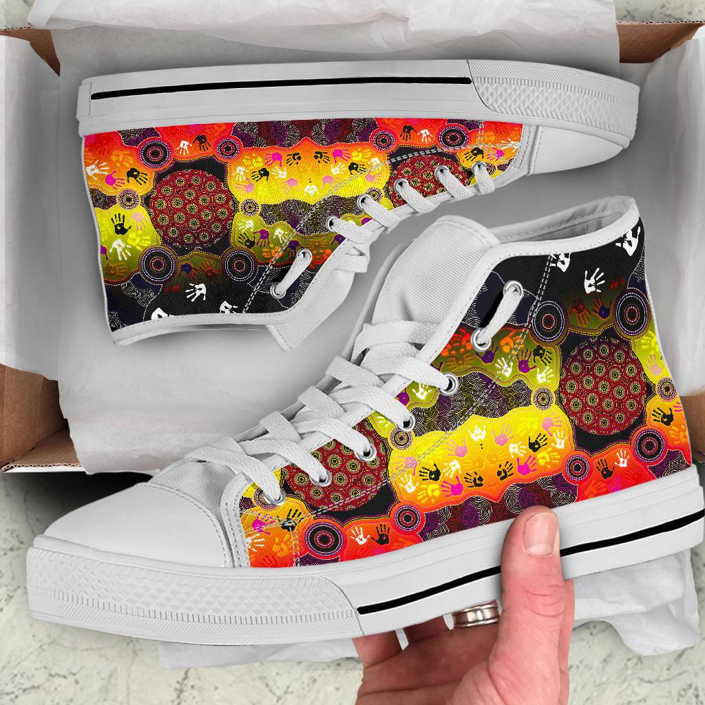 aboriginal-high-top-shoes-indigenous-circle-dot-painting-hand-art