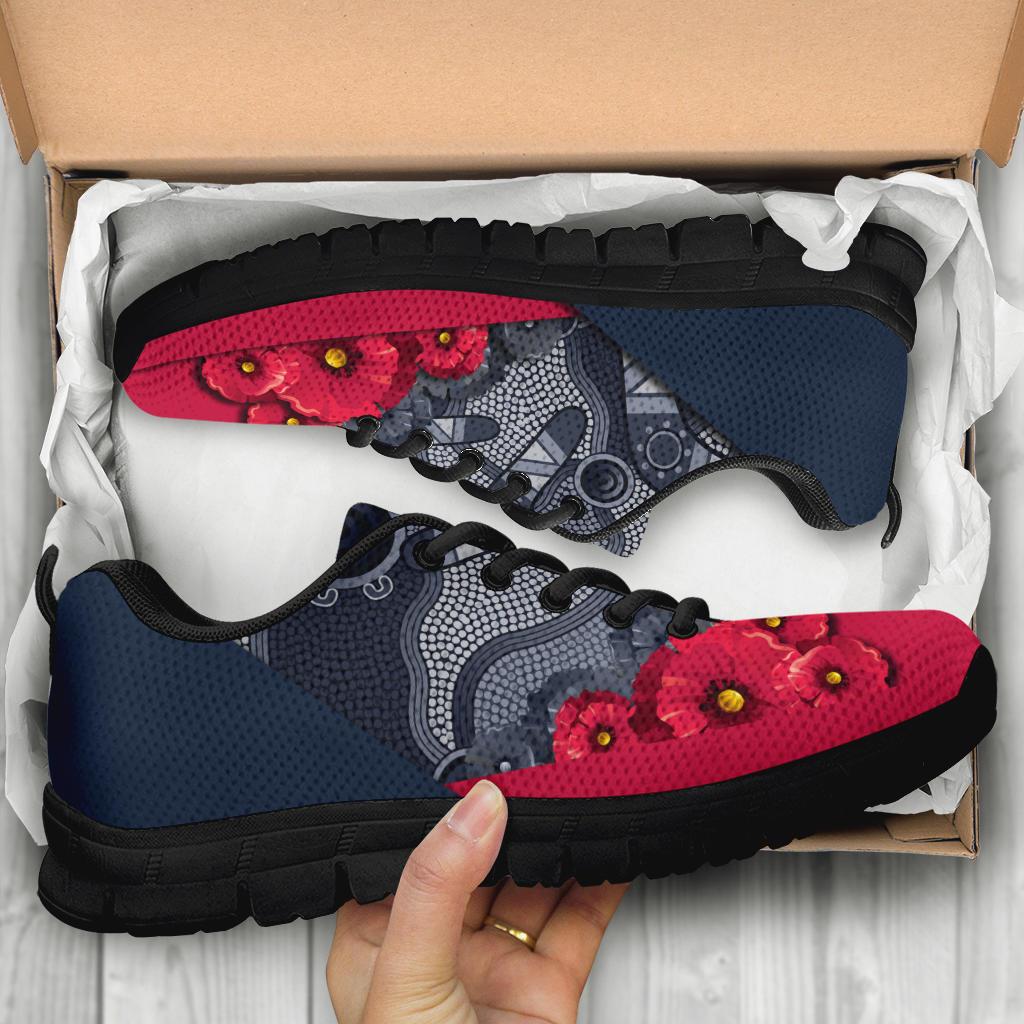 aboriginal-sneakers-anzac-day-poppy-flower-dot-painting