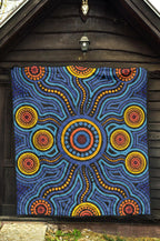 aboriginal-premium-quilt-aboriginal-flower-blue-dot-painting-art