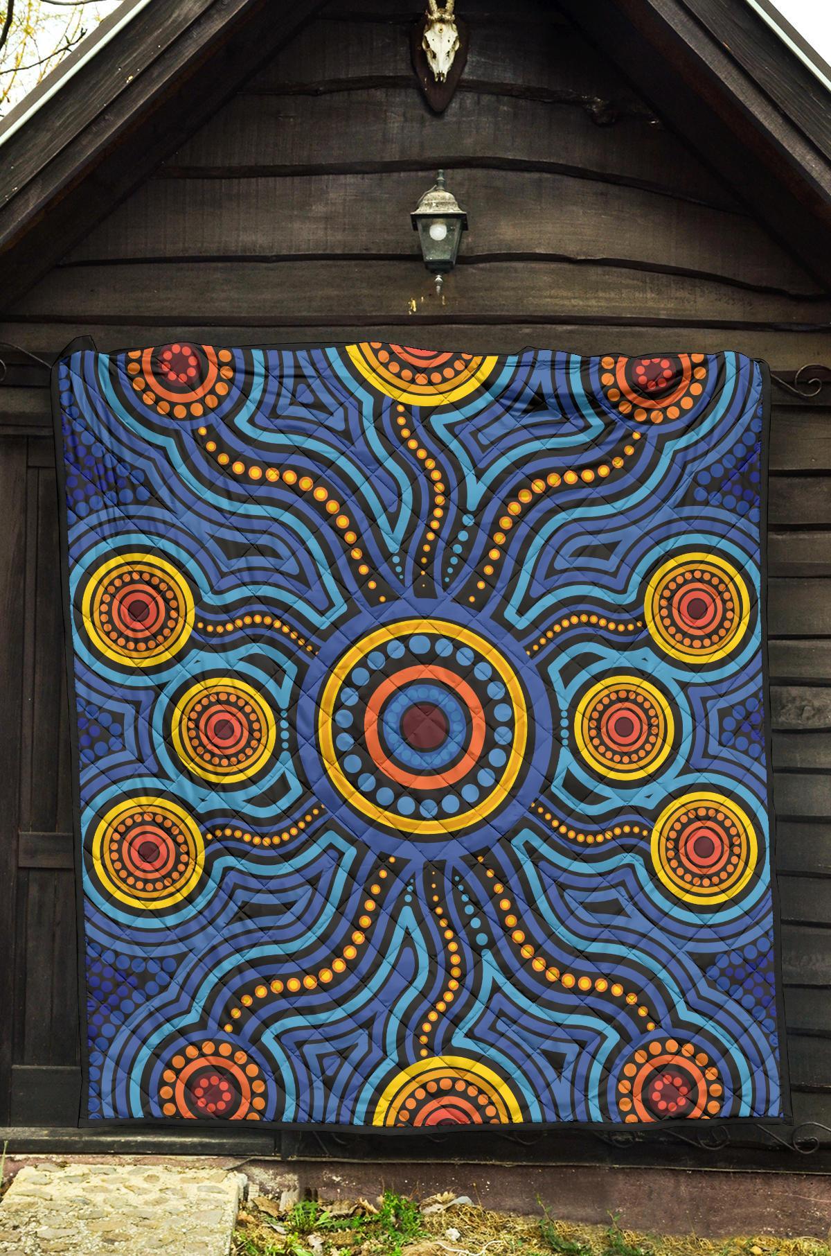 aboriginal-premium-quilt-aboriginal-flower-blue-dot-painting-art
