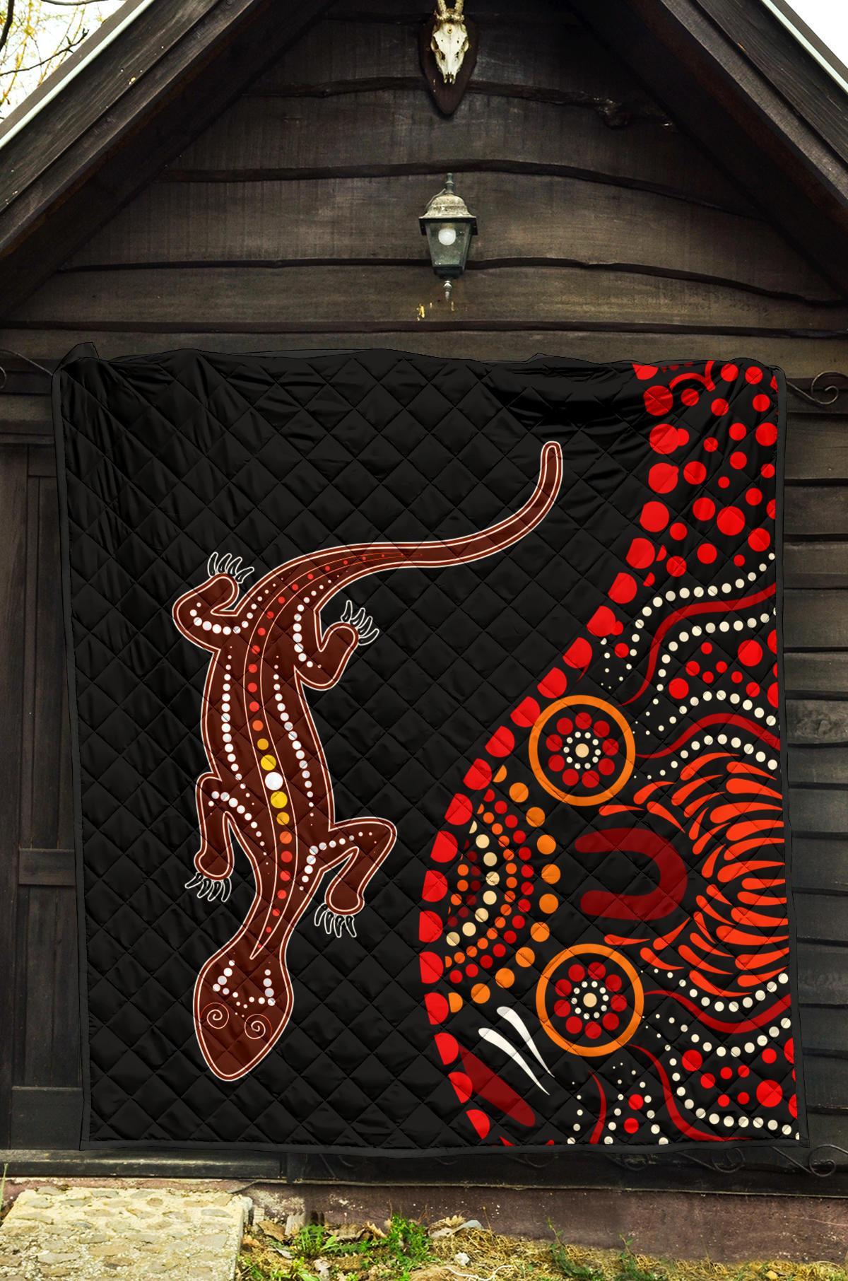 aboriginal-premium-quilt-aboriginal-lizard-with-dot-painting-pattern
