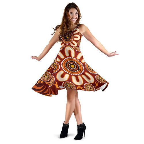 Aboriginal Women's Dress - Circle Flowers Patterns Ver02 - Vibe Hoodie