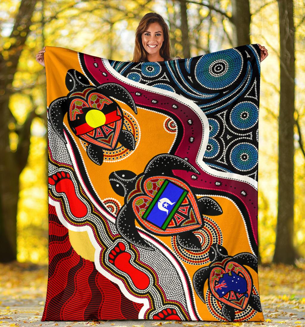 premium-blanket-australia-aboriginal-dots-with-turtle-and-naidoc-flags