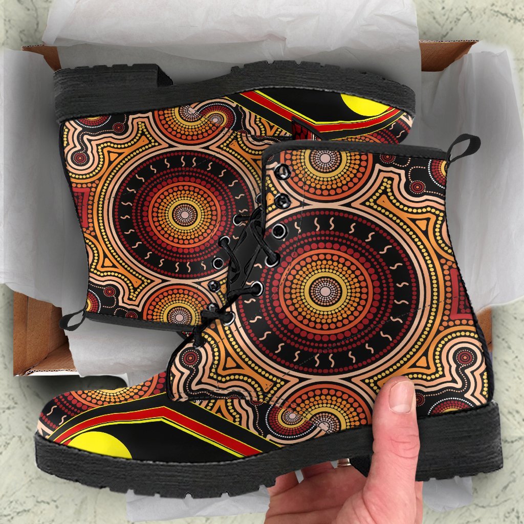 leather-boots-aboriginal-with-dot-painting-art