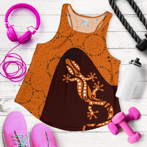 Aboriginal Women's Racerback Tank - Lizard in Aboriginal Dreaming - Vibe Hoodie