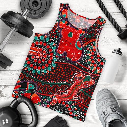 mens-tank-top-aboriginal-animal-dot-acrylic-paint