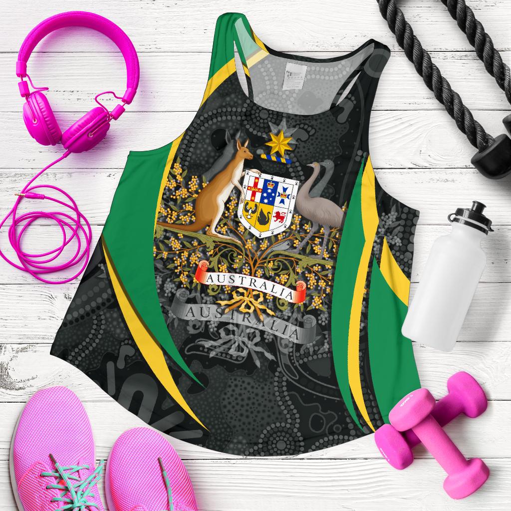 Racerback Tank - Australia Coat of Arms Tank Top Aussie Spirit (Green) - Women - Vibe Hoodie