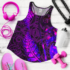 Aotearoa Maori Women Racerback Tank Silver Fern Koru Vibes Purple - Vibe Hoodie