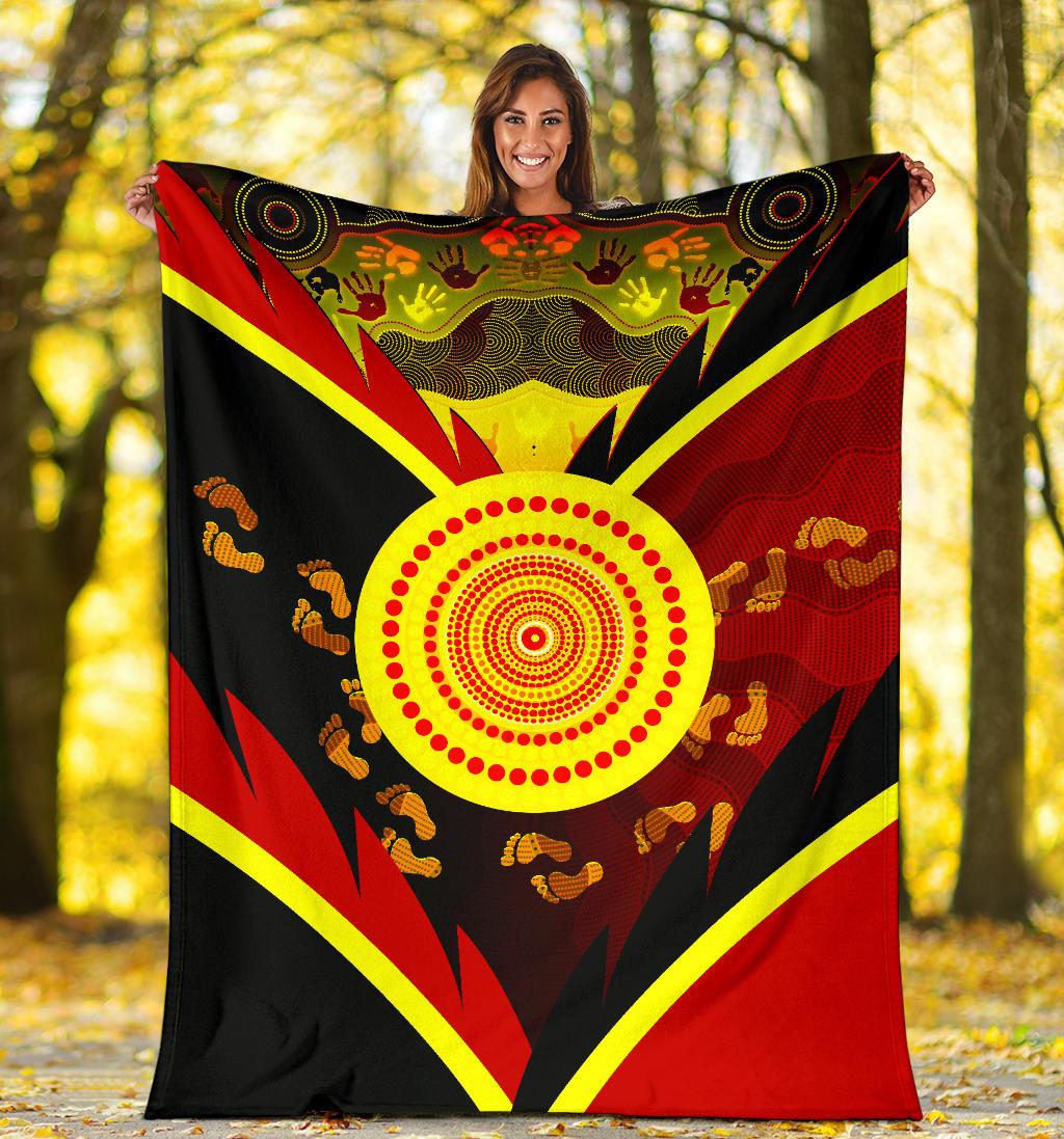 aboriginal-premium-blanket-indigenous-flag-with-footprint-hand-art