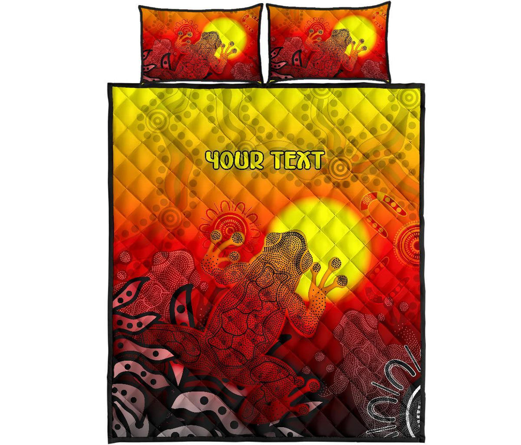 customaboriginal-quilt-bed-set-indigenous-frog-red