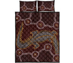 aboriginal-quilt-bed-set-indigenous-crocodile-brown-color