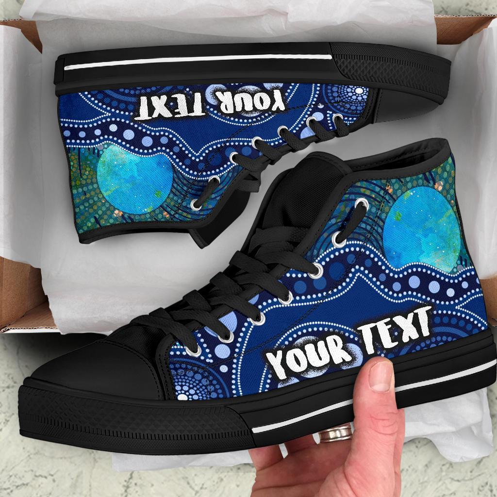 custom-textaboriginal-high-top-shoes-australia-indigenous-flag-circle-dot-painting-art-blue