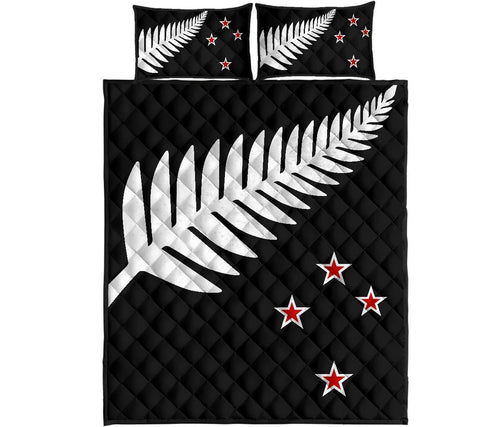 new-zealand-flag-silver-fern-black-with-red-stars-quilt-bedding-sets