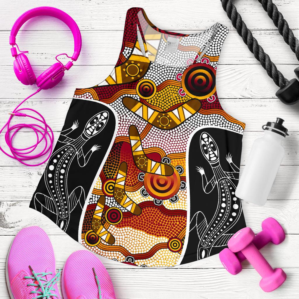Racerback Tank - Aboriginal Dot Painting Lizard Tank - Women - Vibe Hoodie