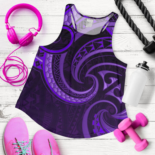 New Zealand Maori Mangopare Women Racerback Tank Polynesian - Purple - Vibe Hoodie