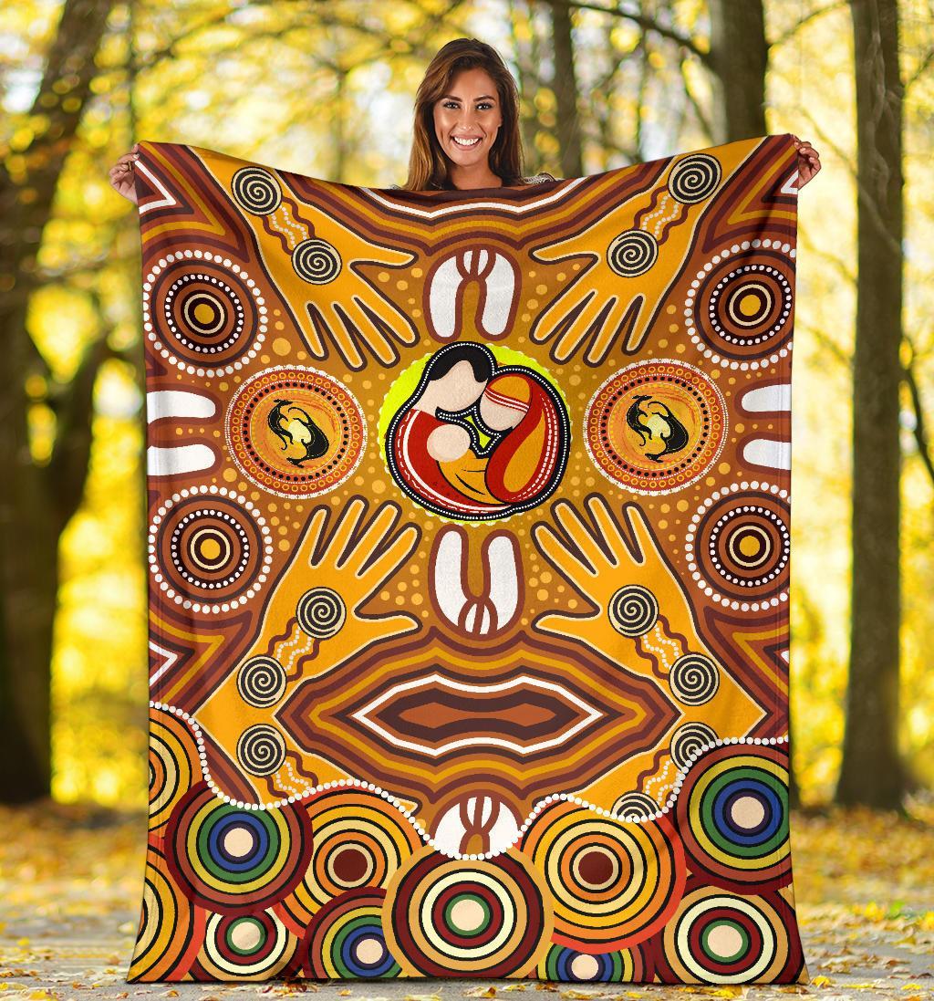 blankets-aboriginal-family-with-dot-painting-art