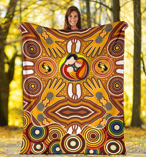 blankets-aboriginal-family-with-dot-painting-art