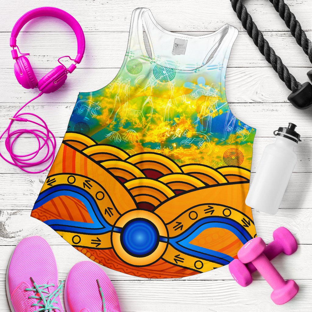 Aboriginal Women's Racerback Tank, Australia Kangaroo Sky - Vibe Hoodie