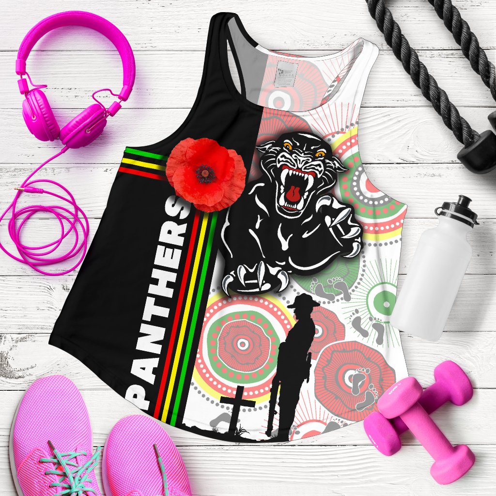 Penrith Panthers Women's Racerback Tank Anzac Day Power Style - Vibe Hoodie