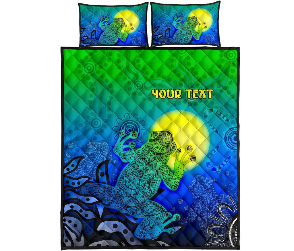 customaboriginal-quilt-bed-set-indigenous-frog-blue