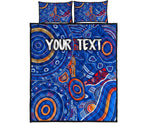 custom-text-aboriginal-quilt-bed-set-indigenous-footprint-patterns-blue-color
