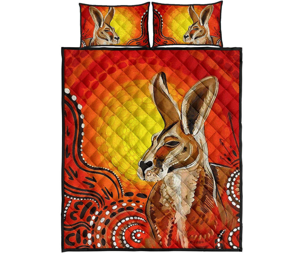 aboriginal-quilt-cover-set-kangaroo-patterns-sun-dot-painting