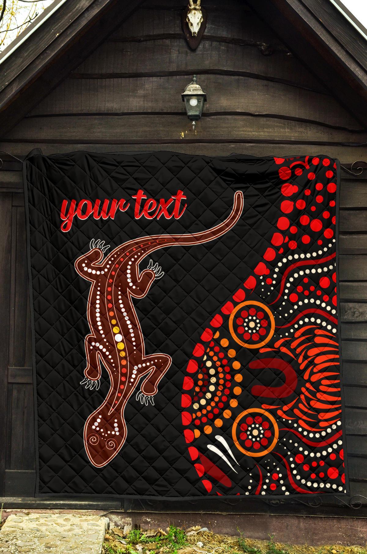 aboriginal-personalised-premium-quilt-aboriginal-lizard-with-dot-painting-pattern