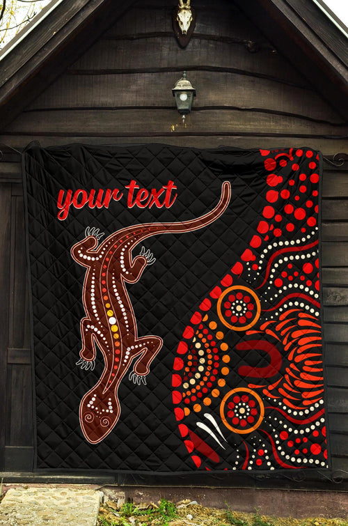 aboriginal-personalised-premium-quilt-aboriginal-lizard-with-dot-painting-pattern