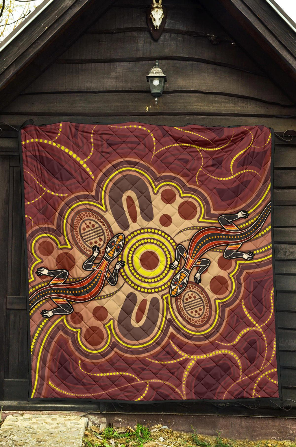 aboriginal-premium-quilt-indigenous-lizard-dot-painting-art
