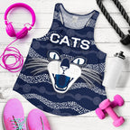 Geelong Women Racerback Tank  Cats Indigenous - Navy - Vibe Hoodie