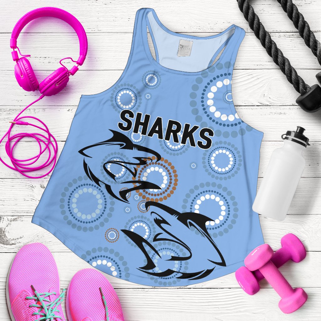 Cronulla Women's Racerback Tank Sharks Unique Indigenous - Vibe Hoodie