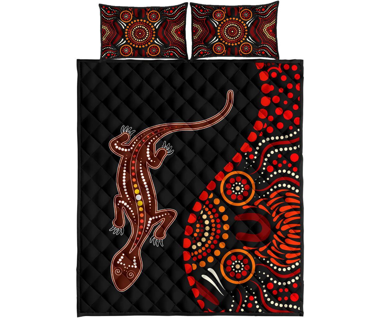aboriginal-quilt-bed-set-aboriginal-lizard-with-dot-painting-pattern