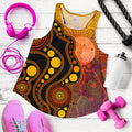 Aboriginal Women's Racerback Tank - Australia Indigenous Flag Circle Dot Painting Art (Golden) - Vibe Hoodie