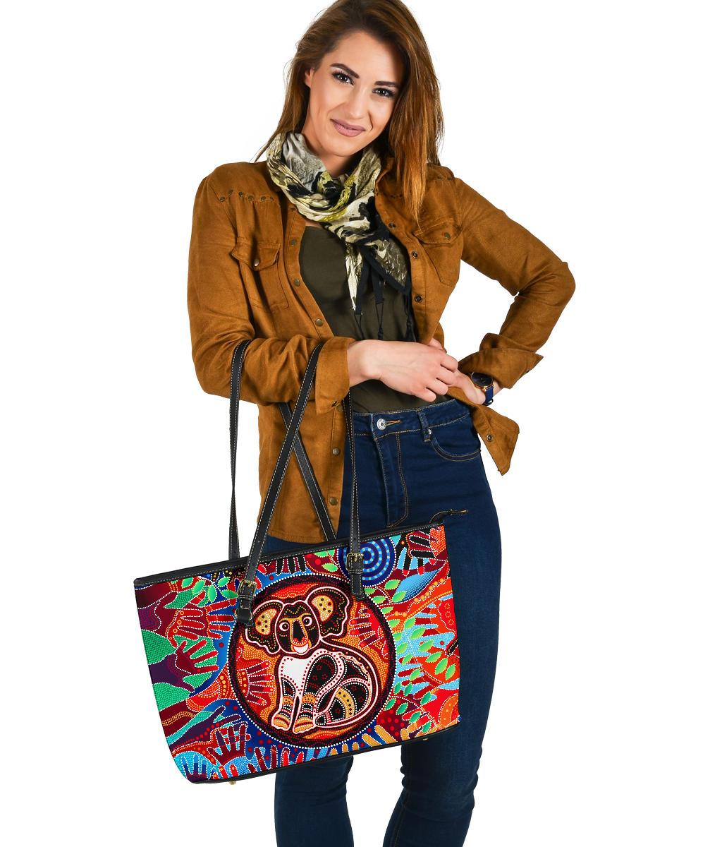 aboriginal-leather-tote-bag-koala-and-hand-art-dot-painting-bag