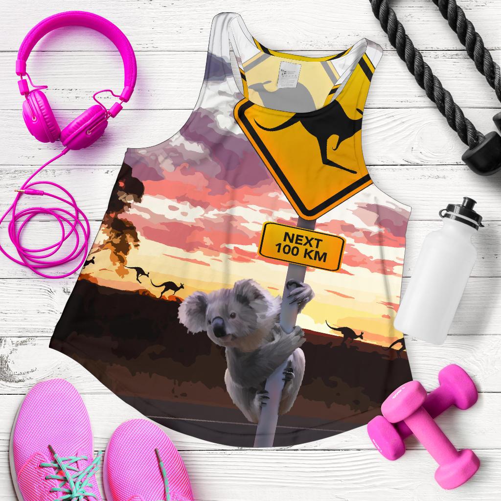 Racerback Tank - Koala Top Tank Kangaroo Sign Landscape Art - Women - Vibe Hoodie