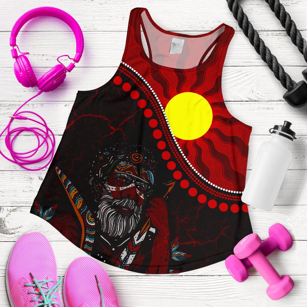 Aboriginal Women's Racerback Tank - Indigenous People And Sun - Vibe Hoodie