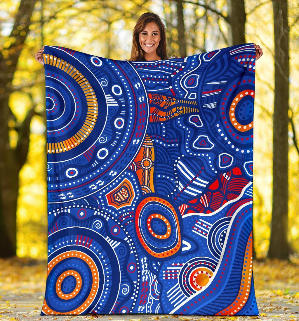 aboriginal-premium-blanket-indigenous-footprint-patterns-blue-color