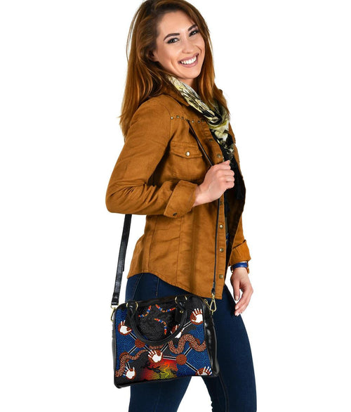 Aboriginal Shoulder Handbag, Australian Boomerang and Snake Indigenous Art Ver 01 - Vibe Hoodie